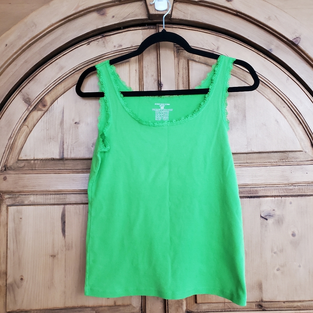 Jones New York Womens Tank Top Green Sleeveless, Lace Size M